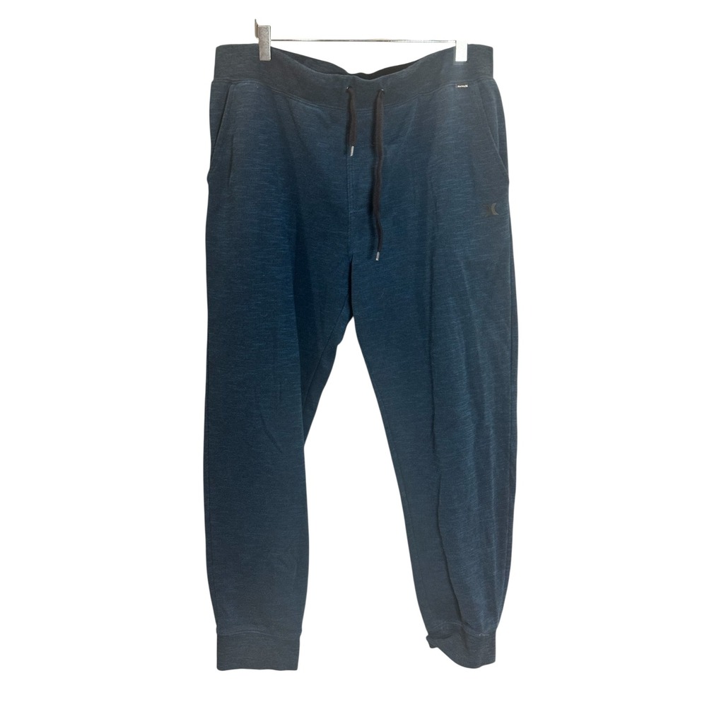 Hurley Mens Fleece‎ Joggers Blue Heathered Sweatpants Size L Comfort Athleisure